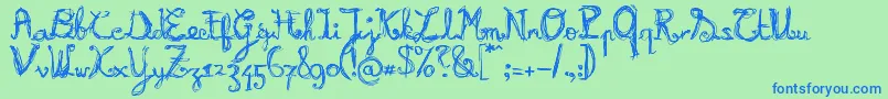 BURNN    Font – Blue Fonts on Green Background