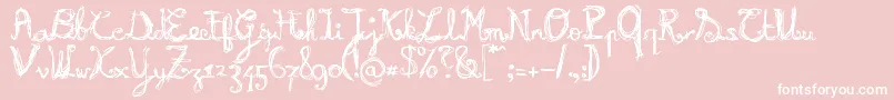 BURNN   -fontti – valkoiset fontit vaaleanpunaisella taustalla