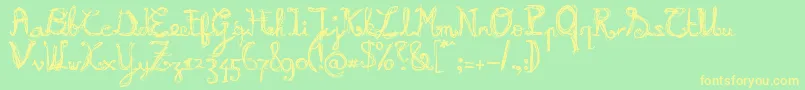フォントBURNN    – 黄色の文字が緑の背景にあります