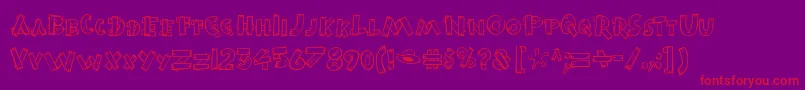 burnstown dam-Schriftart – Rote Schriften auf violettem Hintergrund