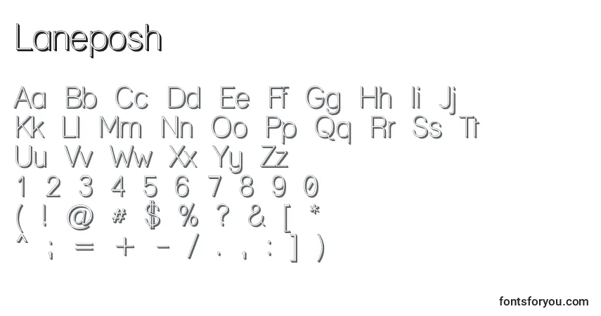 Schriftart Laneposh – Alphabet, Zahlen, spezielle Symbole