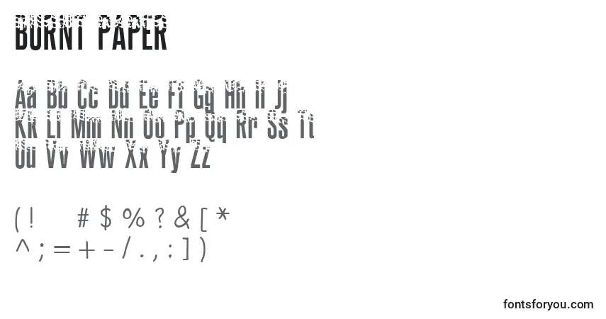 Schriftart BURNT PAPER – Alphabet, Zahlen, spezielle Symbole