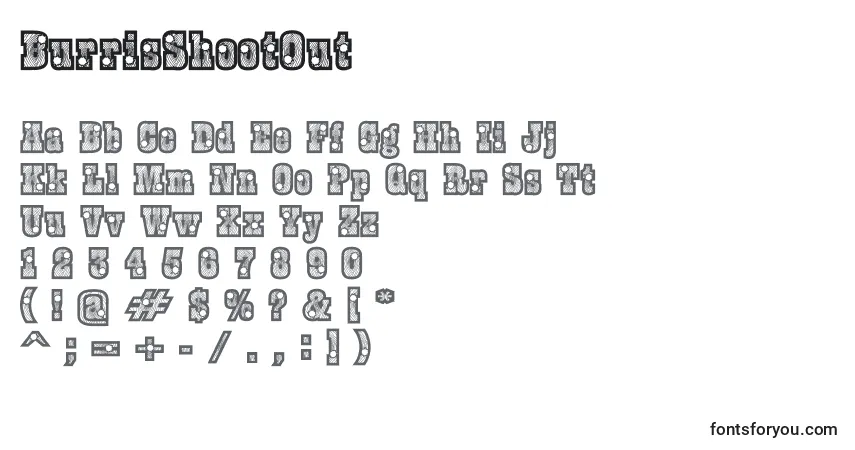 Schriftart BurrisShootOut (122452) – Alphabet, Zahlen, spezielle Symbole