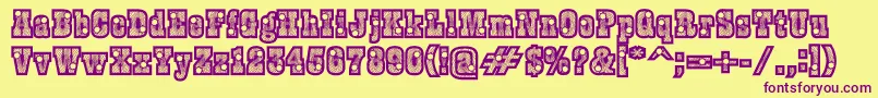 BurrisShootOut Font – Purple Fonts on Yellow Background