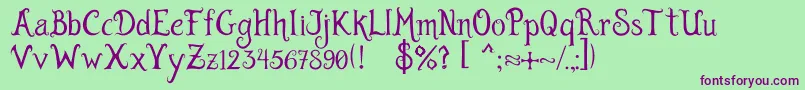 Burtons Dreams by Jen Zuniga Font – Purple Fonts on Green Background