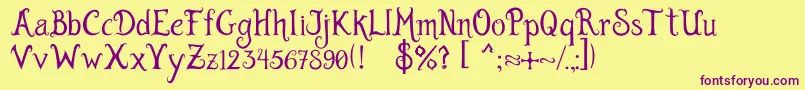 Burtons Dreams by Jen Zuniga Font – Purple Fonts on Yellow Background