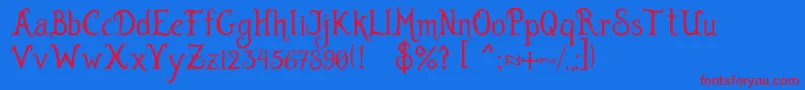 Burtons Dreams by Jen Zuniga Font – Red Fonts on Blue Background