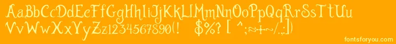Burtons Dreams by Jen Zuniga-fontti – keltaiset fontit oranssilla taustalla