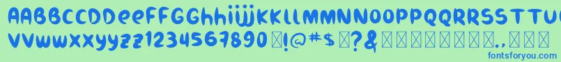 フォントBurukuduk – 青い文字は緑の背景です。