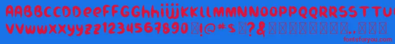 フォントBurukuduk – 赤い文字の青い背景