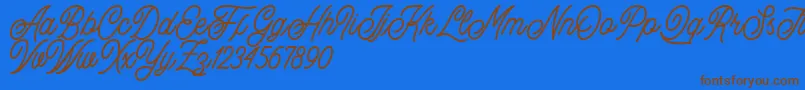Buryland Script Demo Font – Brown Fonts on Blue Background