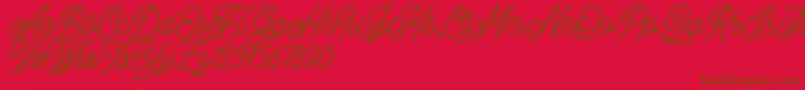 Buryland Script Demo-fontti – ruskeat fontit punaisella taustalla