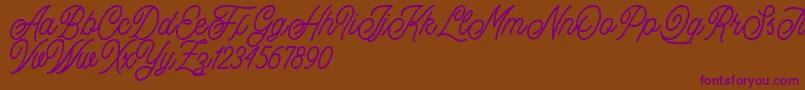 Buryland Script Demo Font – Purple Fonts on Brown Background