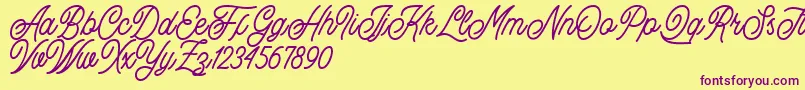 Buryland Script Demo Font – Purple Fonts on Yellow Background