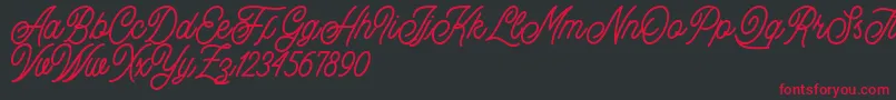 Czcionka Buryland Script Demo – czerwone czcionki na czarnym tle
