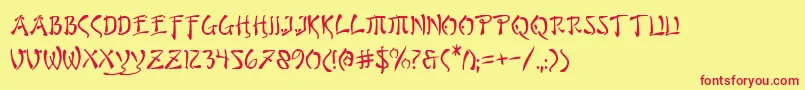 bushido Font – Red Fonts on Yellow Background
