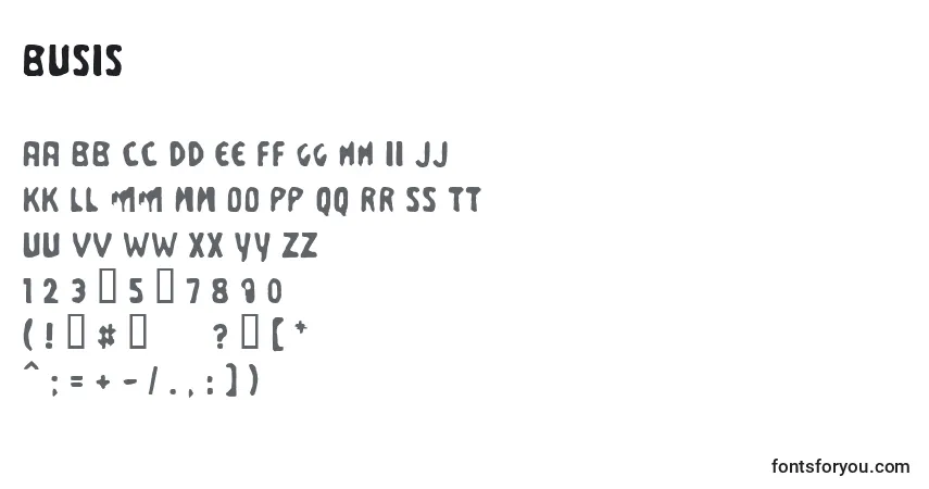 Czcionka BUSIS    (122459) – alfabet, cyfry, specjalne znaki
