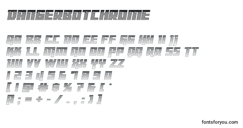 A fonte Dangerbotchrome – alfabeto, números, caracteres especiais