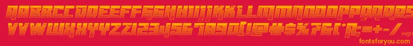 Dangerbotchrome-Schriftart – Orangefarbene Schriften auf rotem Hintergrund