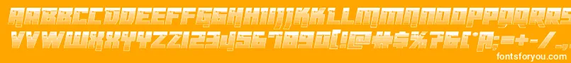 Dangerbotchrome-Schriftart – Weiße Schriften auf orangefarbenem Hintergrund