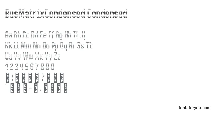 Czcionka BusMatrixCondensed Condensed – alfabet, cyfry, specjalne znaki
