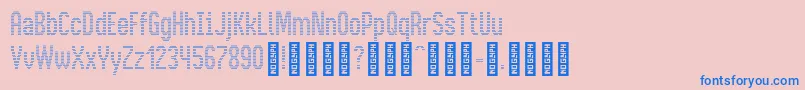 Fonte BusMatrixCondensed Condensed – fontes azuis em um fundo rosa