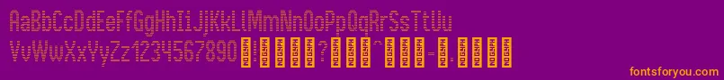 フォントBusMatrixCondensed Condensed – 紫色の背景にオレンジのフォント