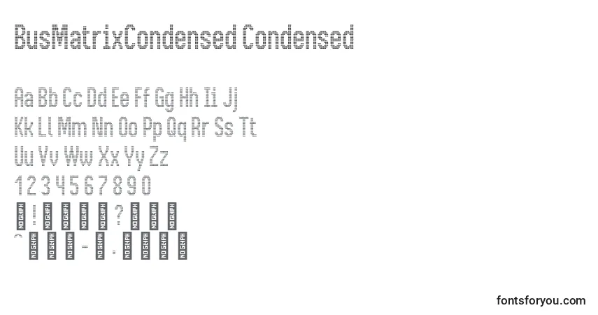 Шрифт BusMatrixCondensed Condensed (122461) – алфавит, цифры, специальные символы