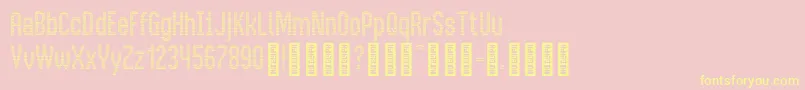 BusMatrixCondensed Condensed-fontti – keltaiset fontit vaaleanpunaisella taustalla