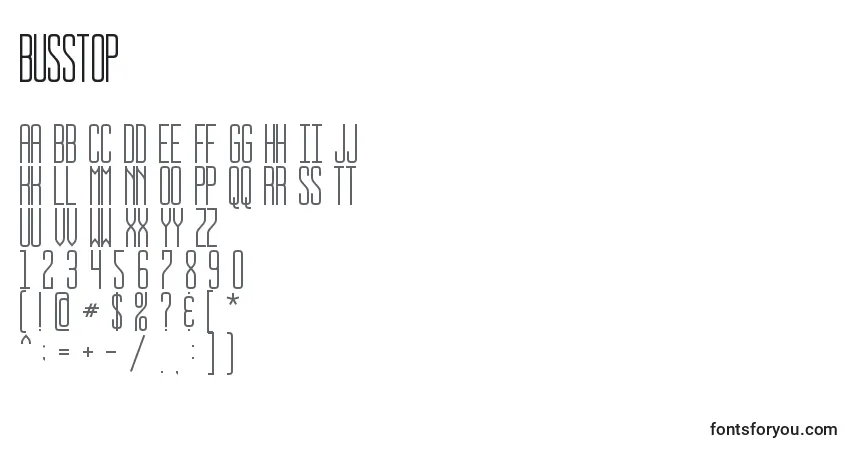 Czcionka BUSSTOP – alfabet, cyfry, specjalne znaki