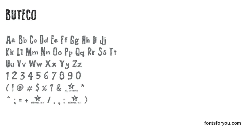 Fuente BUTECO   (122466) - alfabeto, números, caracteres especiales