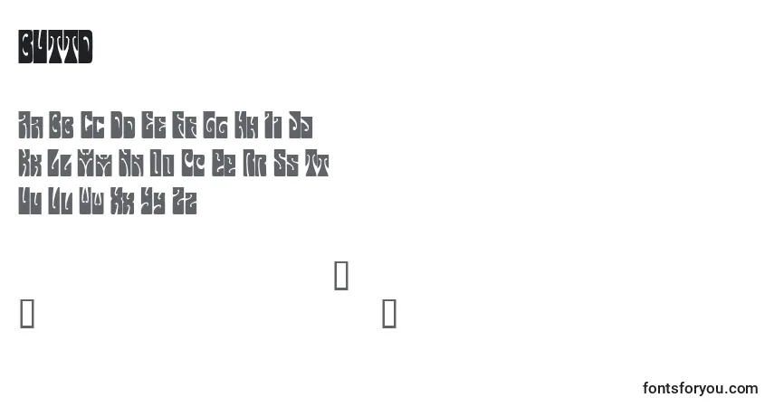 Czcionka BUTTD    (122469) – alfabet, cyfry, specjalne znaki