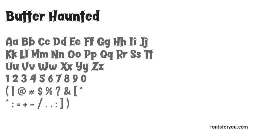 Шрифт Butter Haunted – алфавит, цифры, специальные символы