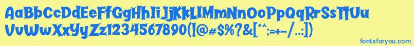 Butter Haunted-Schriftart – Blaue Schriften auf gelbem Hintergrund