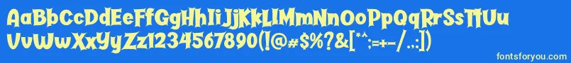 Butter Haunted-Schriftart – Gelbe Schriften auf blauem Hintergrund