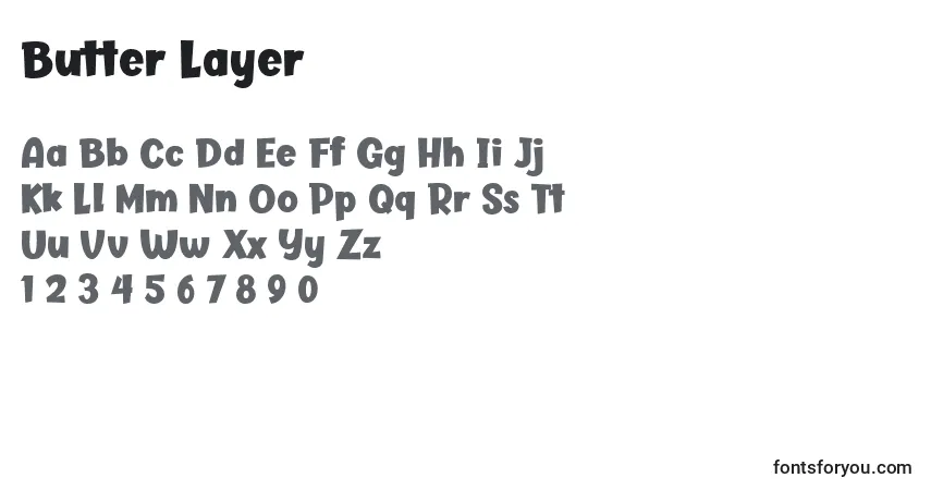 Schriftart Butter Layer – Alphabet, Zahlen, spezielle Symbole