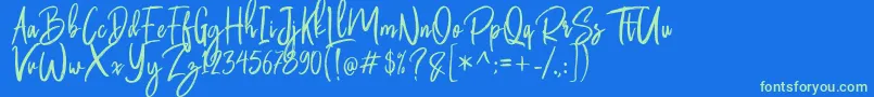 Butter Luchy Free Font – Green Fonts on Blue Background