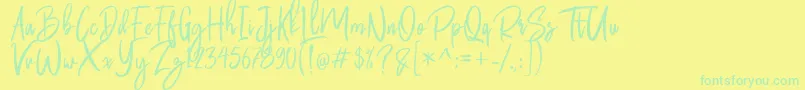 Butter Luchy Free-Schriftart – Grüne Schriften auf gelbem Hintergrund