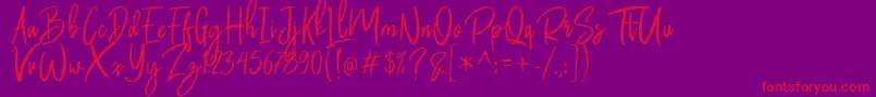 Butter Luchy Free-Schriftart – Rote Schriften auf violettem Hintergrund