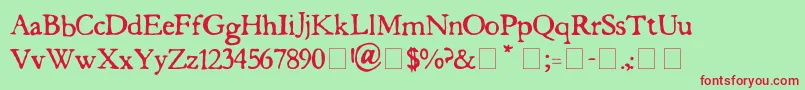 butterbrotpapier Font – Red Fonts on Green Background