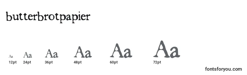 Размеры шрифта Butterbrotpapier (122477)