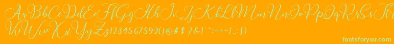 Buttercup Script-Schriftart – Grüne Schriften auf orangefarbenem Hintergrund