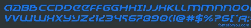 Universaljackexpandital Font – Blue Fonts on Black Background