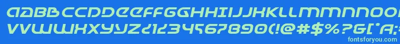 Universaljackexpandital Font – Green Fonts on Blue Background