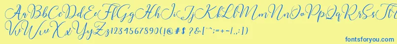 Шрифт Buttercup Script – синие шрифты на жёлтом фоне