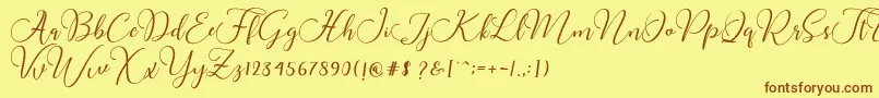 Buttercup Script Font – Brown Fonts on Yellow Background