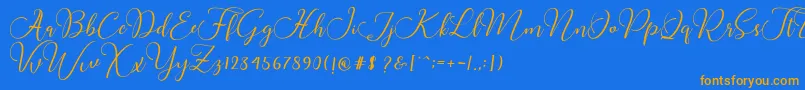 Buttercup Script Font – Orange Fonts on Blue Background