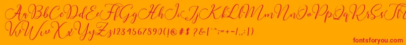 Czcionka Buttercup Script – czerwone czcionki na pomarańczowym tle