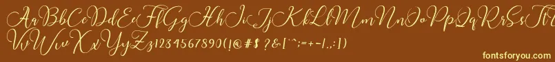 Buttercup Script Font – Yellow Fonts on Brown Background