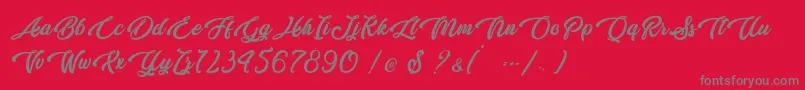 Butterfly Kiss   Personal Use Font – Gray Fonts on Red Background